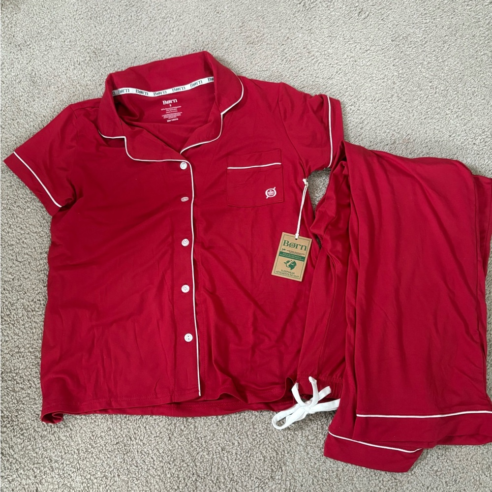 NEW WITH TAGS Born Vibrant Red Sleepwear Set